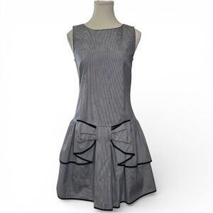 |NWT| RED VALENTINO Houndstooth Sleeveless Bow Ruffle Knee Length Luxury Dress